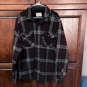 Boston Traders Men's Black and Gray Plaid Shirt Jacket